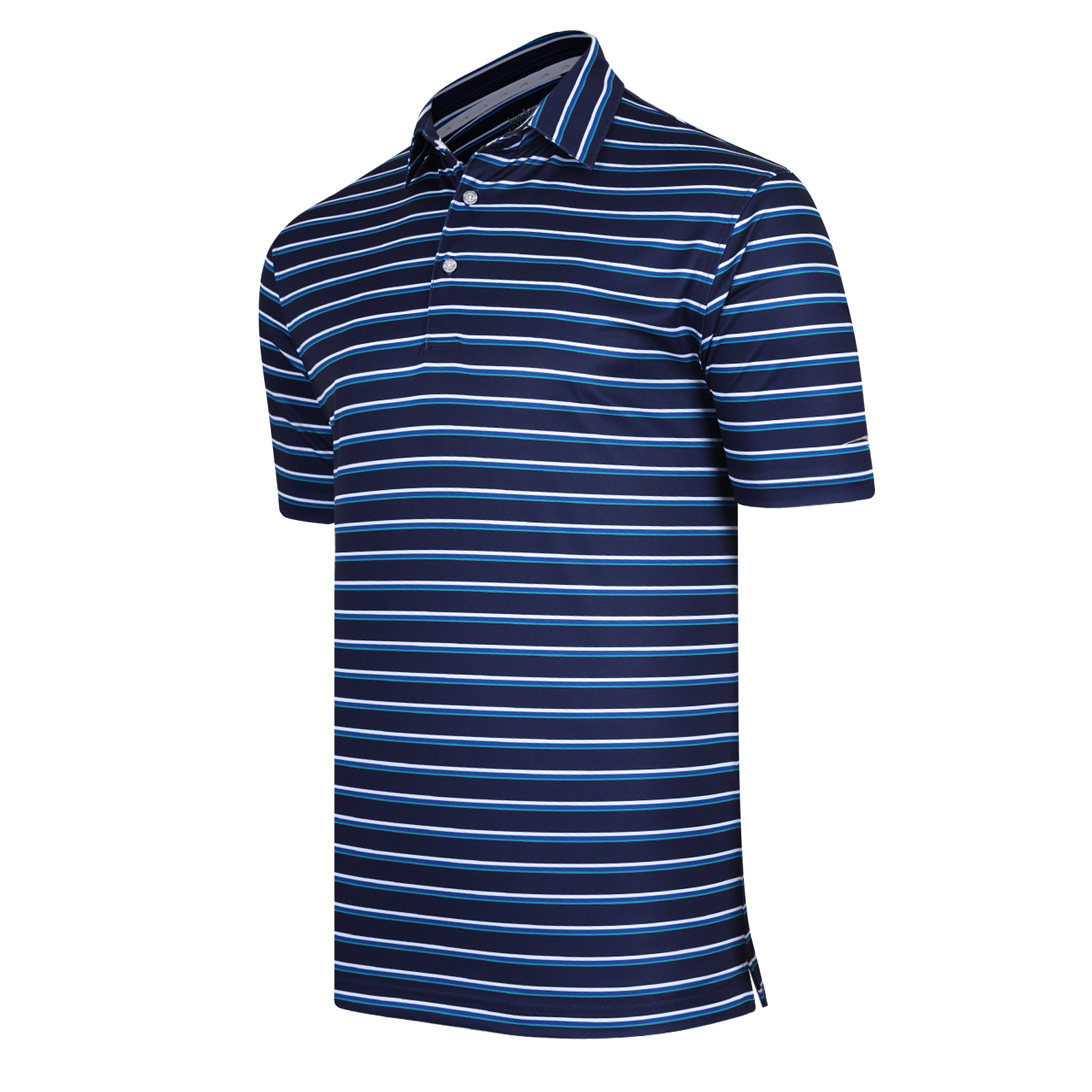 Navy Stripe Knit Polo